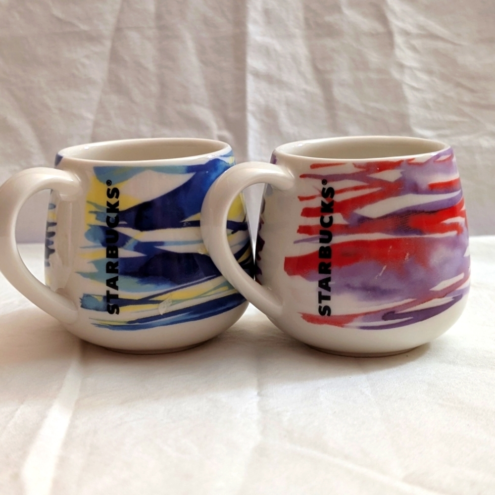Two Funky Starbucks Demitasse Mugs!